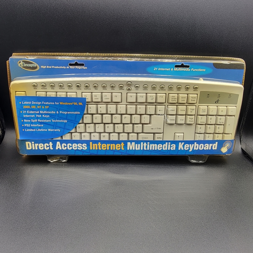 IConcepts 21 Internet & Mutimedia Functions Direct Access Keyboard Win 95,98,00